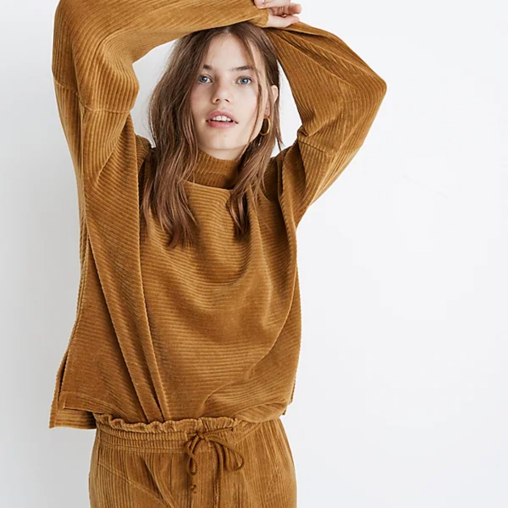 Madewell Texture & Thread Velour Corduroy Mock Neck Top - Picture 4 of 9
